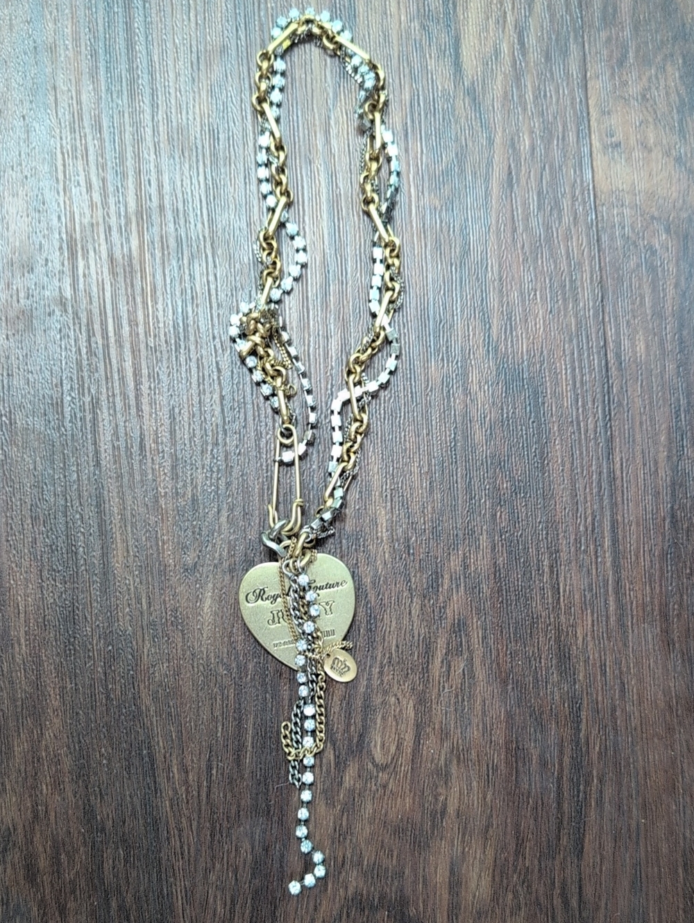 Juicy Couture Gold and Silver Layered Heart Pendant Necklace
